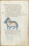 Miniature of Aries, with  Deltoton, the Triangle, with text and 1-line blue initials.