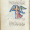 Miniature of Virgo, with text and 1-line blue initial