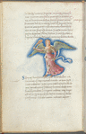 Miniature of Virgo, with text and 1-line blue initial