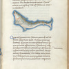 Miniature of fish, with text and 1-line blue initials