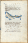 Miniature of fish, with text and 1-line blue initials
