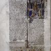 Miniature of Opis or Rhea:  in a gothic setting, a pedestal displays a golden statue of Rhea/Opis worshipped by a group of noblemen and women.  Border design, initial, rubric.