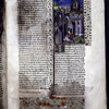Miniature showing workers constructing a gothic temple to Juno, featuring a golden statue of the goddess, and and showing worshippers kneeling before a statue of the goddess.  Initial, rubric, border design.