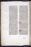 Page of text with rubrics, initials with penwork, catchword