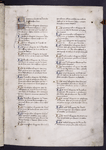 Opening of table of contents for Book VI.  2-line and 1-line initials. Hand 1, which writes all of volume 1