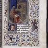 Miniature of St. Matthew seated quietly in his study. Coat of arms of the wife in the initial, gules, a tower argent, a portcullis or, between three estoiles or, two and one