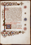 Page of text with small historiated initial of Pentecost