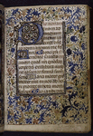 Opening of main text, with initials, border and rubrics