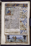 Text with miniatures of St. Barbara? and of grotesques, initials and linefillers, rubric and border