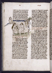 Text with rubrics, placemarkers, spaces left for initials, and miniature of Adam, Eve, the apple, the snake (with the head of a woman) and God
