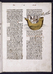 Text with rubric, placemarkers, spaces left for initials, and miniature of the Ark and the return of the dove