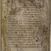 Opening of main text with 4-line red initial and small miniature (portrait of John)