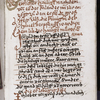 Opening of text, initials, rubrics, red underlining. Text somewhat obscured by smudging