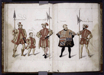 Drawings of men in various costumes