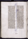 Text with initial, penwork, rubric and catchword