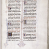 Text with initials, including painted initial on gold field, penwork, rubrics.  Date of 1463 in penwork of upper margin