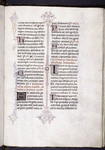 Text with initials, including painted initial on gold field, penwork, rubrics.  Date of 1463 in penwork of upper margin