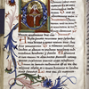 Historiated initial (God holding the crucified Christ), floral border, rubrics, initials, placemarkers