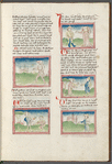 Text with initials, placemarkers, and five miniatures