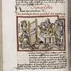 Image of Penelope weaving as suitors brawl over her hand; change of scribe