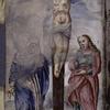 Full page watercolor of Christ on the Cross