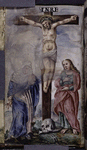 Full page watercolor of Christ on the Cross