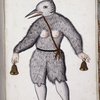 Explicit of text; drawing of person dressed as beast