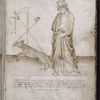 Drawing of a pope and a wolf, with later identification added in upper margin, "Magister tomasius de sarzana deinde nicholaus papa [quintus ?]"