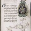 Border drawing of Mary and Christ, and manicule with the scroll, "Ecce Ancilla Domini," pointing at the Virgin