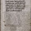 Page of text with notes in blank space; quire signature in upper left corner