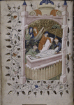 The interrment of Christ, with architectural framework and floreate border