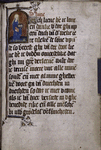 Text with miniature of St. Lucy, with initial, rubric and border design