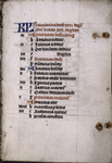 Opening of calendar, rubrics, initials, placemarkers, in hand 1.
