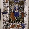 Miniature of the Pentecost; full floreate border with figures of angels.