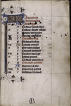 Opening page of calendar with initials, rubrics, placemarkers.  Initials CB in lower border.