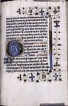 Text with initials, rubrics, placemarkers, floreate border.