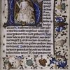 Historiated initial with Christ enthrones and with florate border design and smaller initials, placemarker.