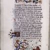 Decorated gold initial, initial with penwork, small initials, placemarkers, partial border