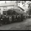 A book wagon at destination [Bronx?], ca. 1930s, ... showing long lines.