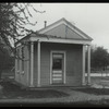 Huguenot  Station : exterior view of building built by Clio Library Club for the purpose of housing a Traveling Library, small frame building with two columns on either side of porch, 1916
