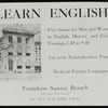 Posters, English : English classes at Tompkins Square, 1920