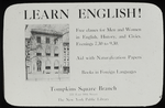 Posters, English : English classes at Tompkins Square, 1920
