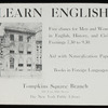 Posters, English : English classes at Tompkins Square, 1920