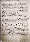 Opening of music in different style, later hand.