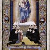 Opening rubric, full-page miniature showing Spanish royal family and Madonna and Child, with border and caption "Don Philippe"