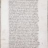 Page of text with pen flourishes in border and possible quire signature in upper left corner