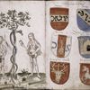 Drawing of Adam and Eve and coats of arms