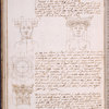 Text with drawings of architectural and human forms