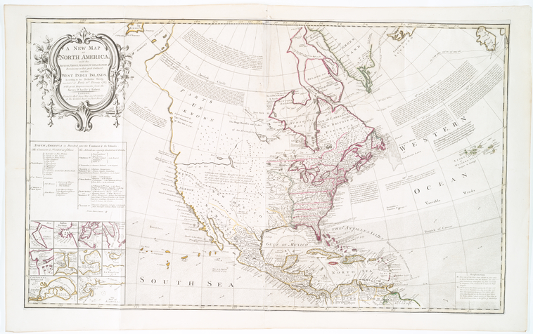 A new map of North America: with the British, French, Spanish, Dutch & Danish dominions  1763