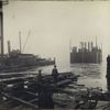 Contract No. 4. View of launching of  New Jersey (north) river shaft caisson. Staten Island Shipbuilding Co.'s Plant, Mariner's Harbor, S.I., 1/3/23, 8:46 a.m.